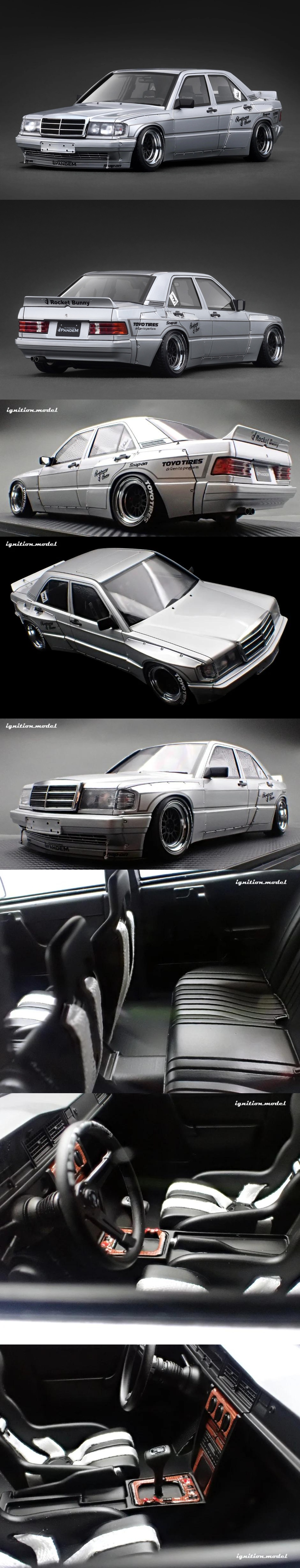 ignition model 1/18 Mercedex Benz 190E PANDEM 190 Silver (IG3770)