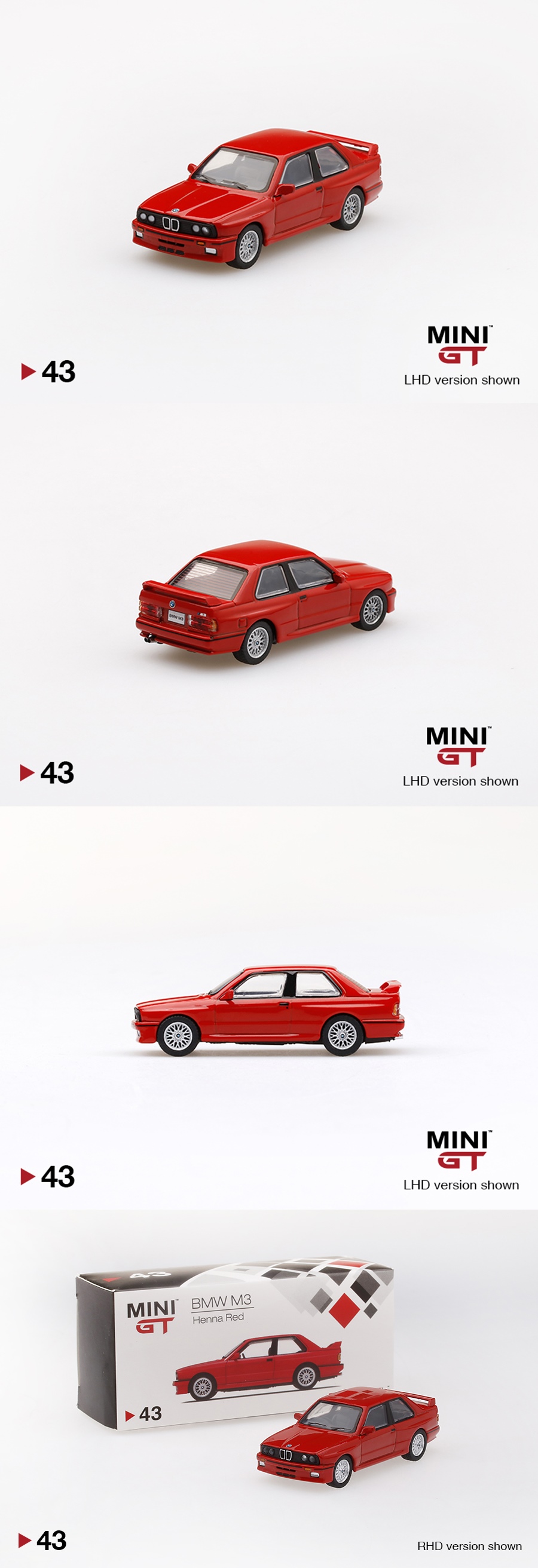미니지티 1:64 BMW M3 (E30) 레드 다이캐스트 MINIGT 1/64 BMW M3 (E30