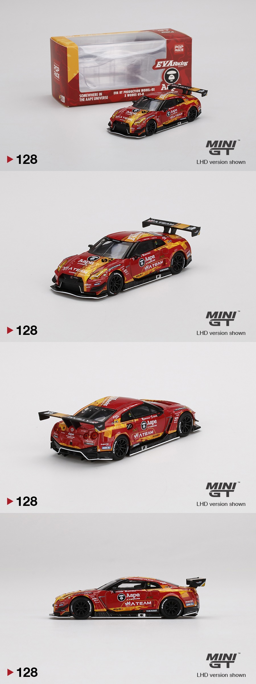 POP RACE x MINIGT(128) 1/64 Nissan GT-R NISMO EVA RT Test Type-02