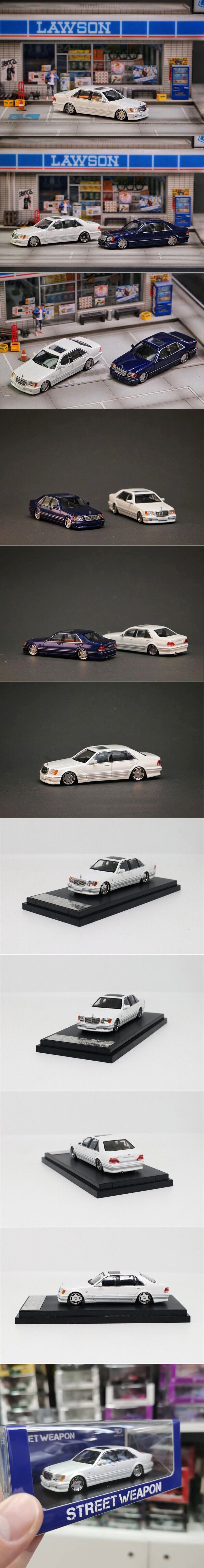 Street Weapon 1:64 메르세데스 벤츠 S 클래스 W140 - 화이트 다이캐스트 모델 Street Weapon 1/64  Mercedes Benz S Class W140 White